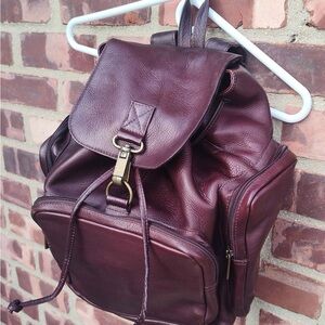 Brown Clava-Style Leather Backpack